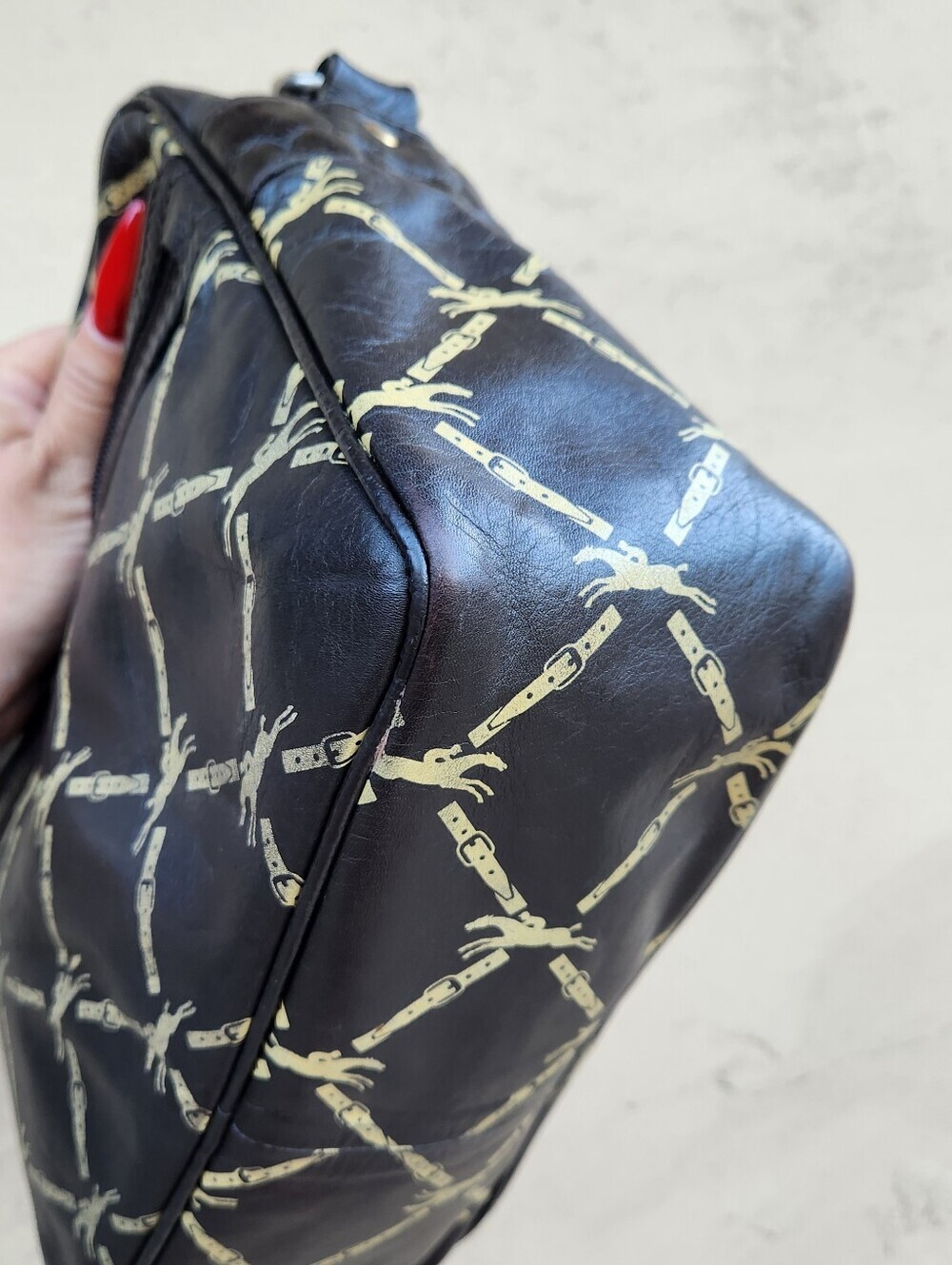 Longchamp Monogram Leather Crossbody Bag Dark Brown Horse Print - Picture 8 of 16